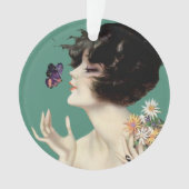  Kunst Deco Lady Butterfly  bloemen Ornament (voorkant)