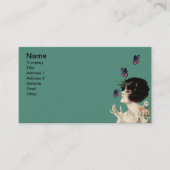  Kunst Deco Lady Butterfly  bloemen Visitekaartje (Voorkant)