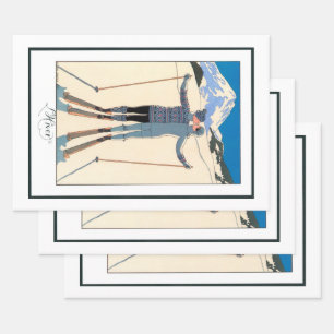  Kunst Deco, Lovers in Snow door George Barbier Inpakpapier Vel