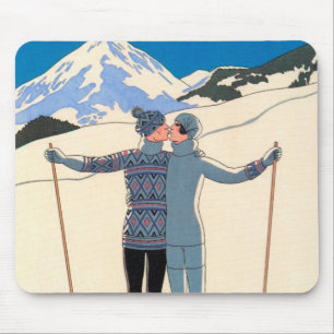 Kunst Deco, Lovers in Snow door George Barbier Muismat