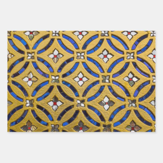  Kunst Deco Mosaic Tiled Gold en Blue Inpakpapier Vel (Voorkant 2)
