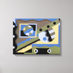 kunst Deco Pochoir Jazz Cubism Patroon Canvas Afdruk