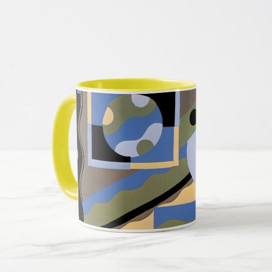  kunst Deco Pochoir Jazz Cubism Patroon Mok (Voorkant links)