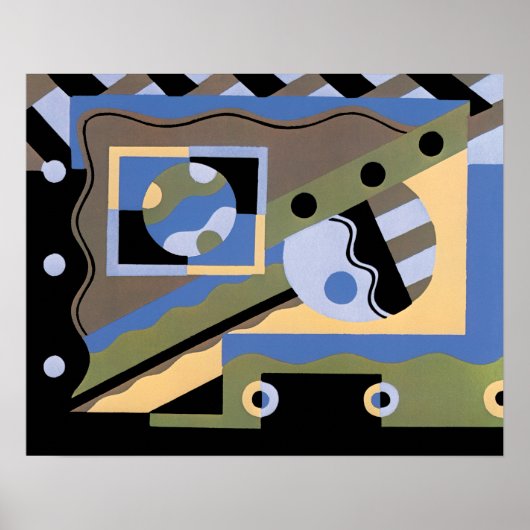 kunst Deco Pochoir Jazz Cubism Patroon Poster (Voorkant)