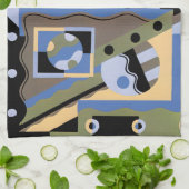 kunst Deco Pochoir Jazz Cubism Patroon Theedoek (Gevouwen)