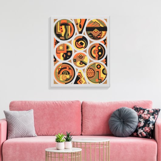 kunst deco Pochoir Jazz geometrische cirkels Canvas Afdruk (Insitu (Woonkamer))