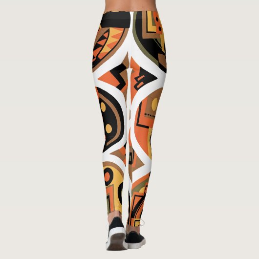  kunst deco Pochoir Jazz geometrische cirkels Leggings (Achterkant)