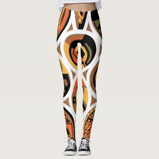  kunst deco Pochoir Jazz geometrische cirkels Leggings (Voorkant)