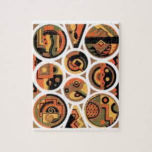  kunst deco Pochoir Jazz geometrische cirkels Legpuzzel