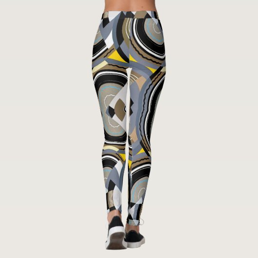 kunst Deco Pochoir Jazz Geometrische vormen Leggings (Achterkant)