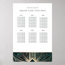 Kunst deco poster Emerald green en goud