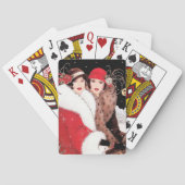 kunst Deco retro kerst dames Pokerkaarten (Achterkant)
