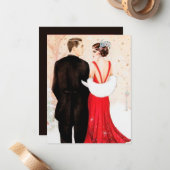 Kunst deco retro kerstfeest notitiekaartje (Voorkant / Achterkant in situ)