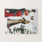 Kunst deco retro  kerstfeestdag legpuzzel (Horizontaal)