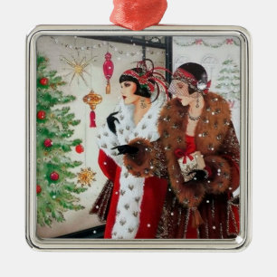 Kunst deco retro met kerst metalen ornament