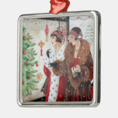 Kunst deco retro met kerst metalen ornament (Links)