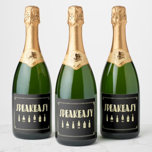 Kunst deco roaring 20: een heel makkelijk verbod sparkling wijnetiket (Flessen)