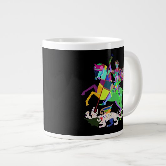 Kunst Deco St. George de Drakenlaag Jumbo Mok (Voorkant rechts)