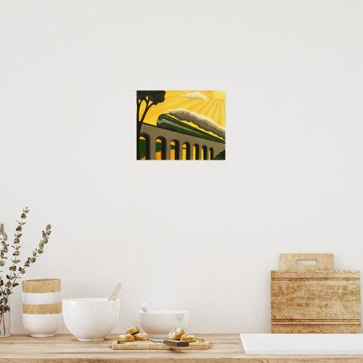 Kunst Deco Stijlvol  geïnspireerd poster trein (Keuken)