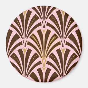 Kunst Deco ventilatorpatroon - chocolade op roze Magneet