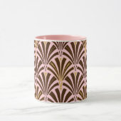Kunst Deco ventilatorpatroon - chocolade op roze Mok (Midden)
