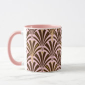 Kunst Deco ventilatorpatroon - chocolade op roze Mok (Links)