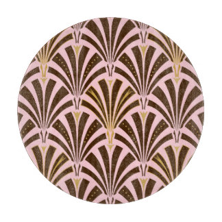 Kunst Deco ventilatorpatroon - chocolade op roze Snijplank