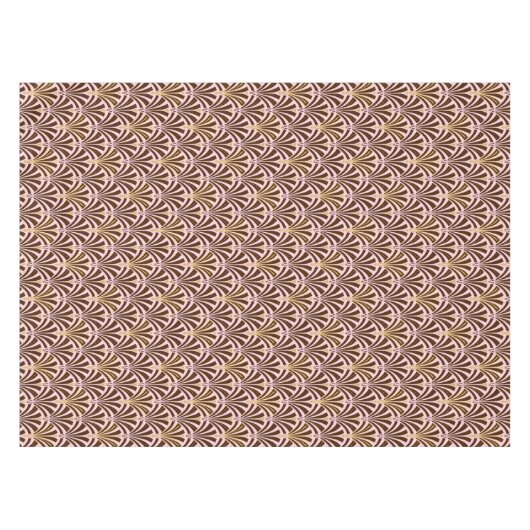 Kunst Deco ventilatorpatroon - chocolade op roze Tafelkleed (Voorkant (Horizontaal))