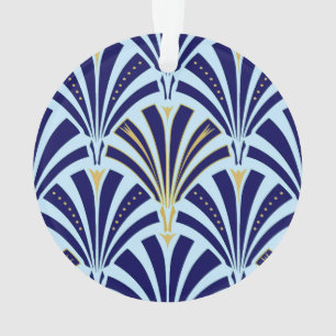 Kunst Deco-ventilatorpatroon - kobalt en hemelblau Ornament