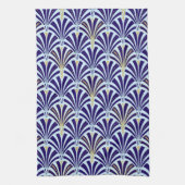 Kunst Deco-ventilatorpatroon - kobalt en hemelblau Theedoek (Verticaal)