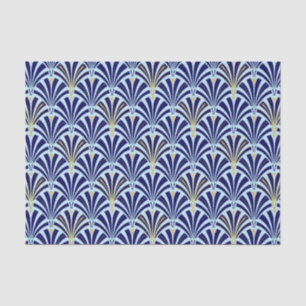 Kunst Deco-ventilatorpatroon - kobalt en hemelblau Tissuepapier