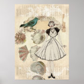 Kunst deco-vogelmanuscripten kruipen groot gatsby  poster (Voorkant)