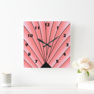 Kunst Deco voor ontwerp roze vierkant wandklok Vierkante Klok