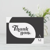 kunst deco Wedding Black White Hartelijk dank voo Bedankkaart (Staand voorkant)