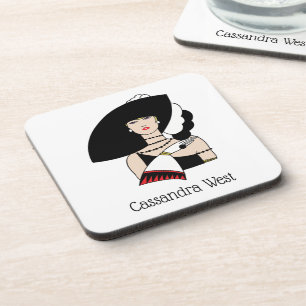  kunst Deco Woman die Pet draagt Handschoenen Kleu Bier Onderzetter