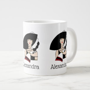  kunst Deco Woman die Pet draagt Handschoenen Kleu Extra Grote Mok