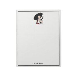  kunst Deco Woman die Pet draagt Handschoenen Kleu Notitieblok