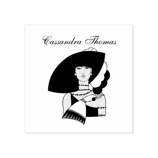  kunst Deco Woman die Pet draagt Handschoenen Kleu Rubberstempel (Afrduk)