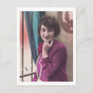 Kunst Deco Woman Portret briefkaart 1920