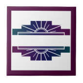 Kunst deco zonelement in donkere kleuren tegeltje (Voorkant)