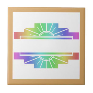 Kunst deco zonne-energie in pastels tegeltje