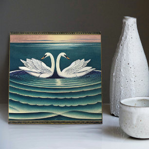 Kunst Deco zwaait wanddecoratie Art Nouveau Swan k Tegeltje