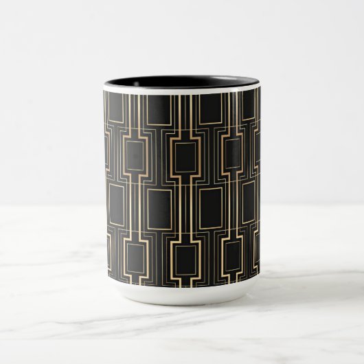Kunst deco zwart en goud mok (Midden)