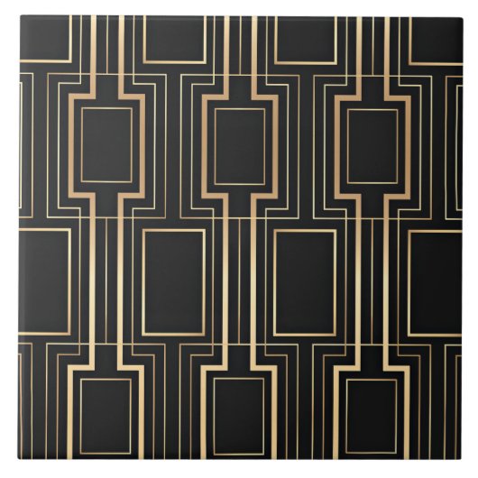 Kunst deco zwart en goud tegeltje (Voorkant)