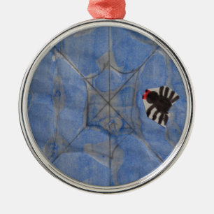 Kunst door kinderen, spin met cobweb, tekenen metalen ornament