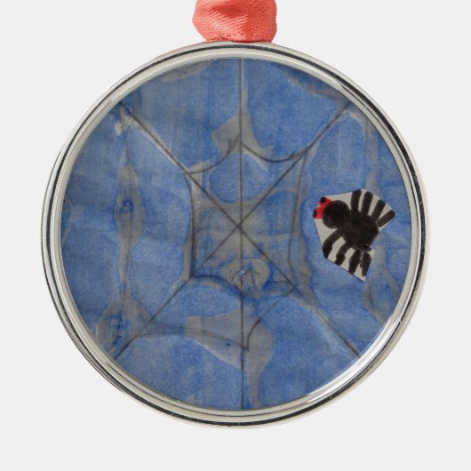 Kunst door kinderen, spin met cobweb, tekenen metalen ornament (Voorkant)