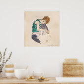 KUNST, EGON SCHIELE GESTELDE VROUW MET OPGELOSTE L POSTER (Keuken)