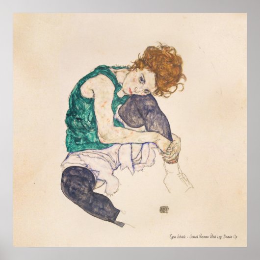 KUNST, EGON SCHIELE GESTELDE VROUW MET OPGELOSTE L POSTER (Voorkant)