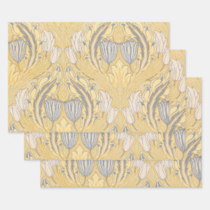 Kunst en Ambacht Walter Crane Blauwe Witte Tulpen Inpakpapier Vel