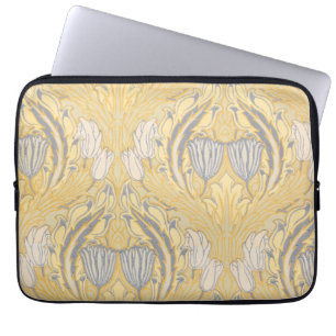 Kunst en Ambacht Walter Crane Blauwe Witte Tulpen Laptop Sleeve